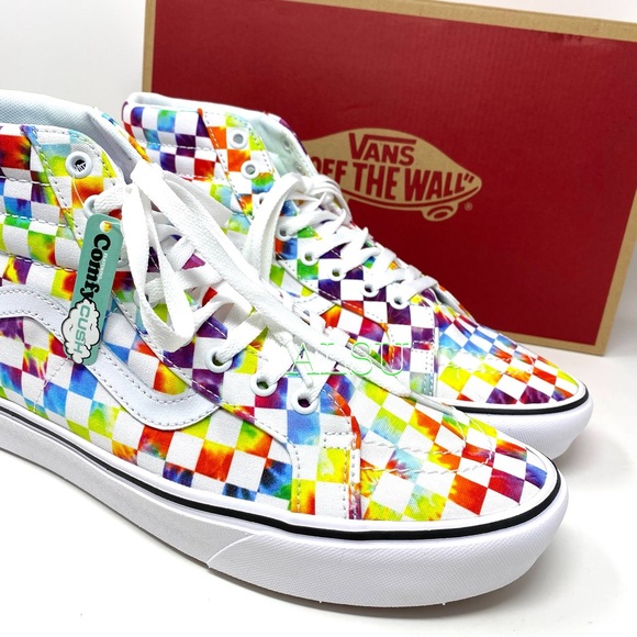 VANS SK8-HI Tie Dye Checker Canvas Women’s Sneaker - Picture 5 of 11